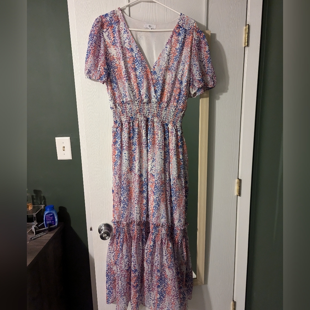Long Multicolor Polka Dot Dress
